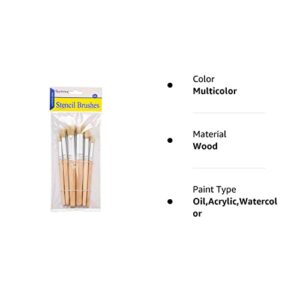 Wooden Stencil Brushes Natural Stencil Bristle Brushes Dome Art Painting Brushes Wood Paint Template Brush for Acrylic Oil Watercolor Art Painting DIY Crafts Card Making Supplies, 3 Sizes (6 Pieces)