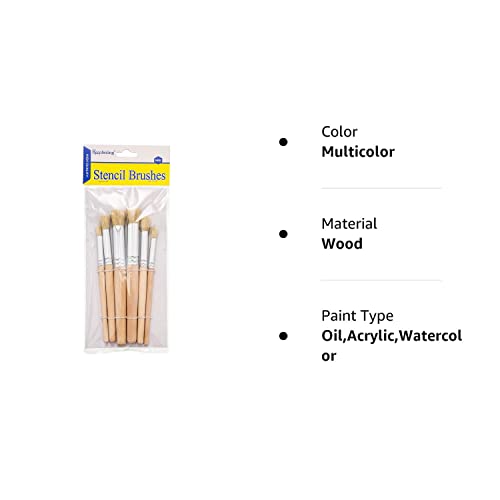 Wooden Stencil Brushes Natural Stencil Bristle Brushes Dome Art Painting Brushes Wood Paint Template Brush for Acrylic Oil Watercolor Art Painting DIY Crafts Card Making Supplies, 3 Sizes (6 Pieces)