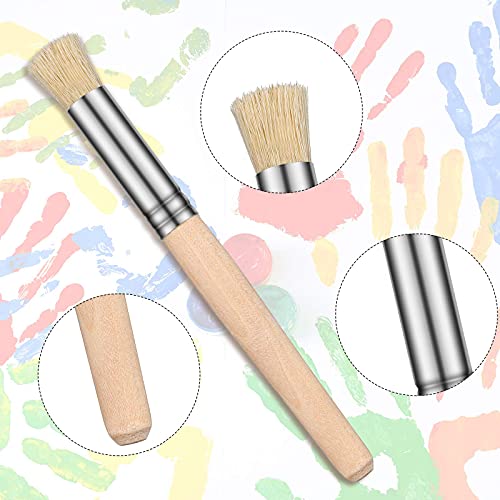 Wooden Stencil Brushes Natural Stencil Bristle Brushes Dome Art Painting Brushes Wood Paint Template Brush for Acrylic Oil Watercolor Art Painting DIY Crafts Card Making Supplies, 3 Sizes (6 Pieces)