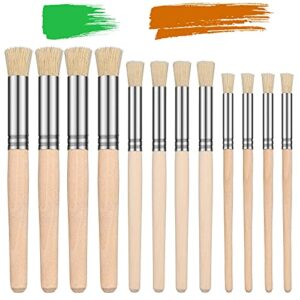 Wooden Stencil Brushes Natural Stencil Bristle Brushes Dome Art Painting Brushes Wood Paint Template Brush for Acrylic Oil Watercolor Art Painting DIY Crafts Card Making Supplies, 3 Sizes (6 Pieces)