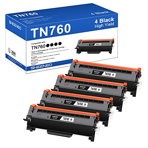 TN760 TN-760 - Compatible Toner Cartridge Replacement for Brother TN760 TN-760 TN730 TN-730 High Yield for HL-L2350DW DCP-L2550DW HL-L2395DW Hl-L2390DW HL-L2370DW MFC-L2690DW Printer (4 Black)