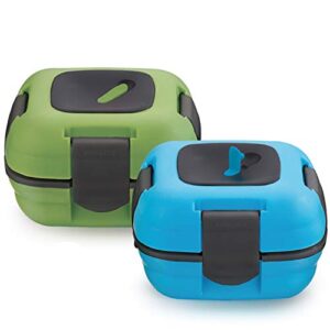 Lunch Box ~ Pinnacle Insulated Leak Proof Lunch Box for Adults and Kids - Thermal Lunch Container With NEW Heat Release Valve 16 oz ~Set of 2~ Blue-Green