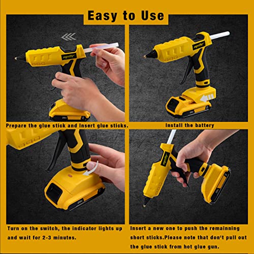 Mellif Cordless Hot Glue Gun for Dewalt 20V Max Battery, Handheld Electric Power Glue Gun Full Size for Arts & Crafts & DIY with 20 Glue Sticks (Battery Not Included)