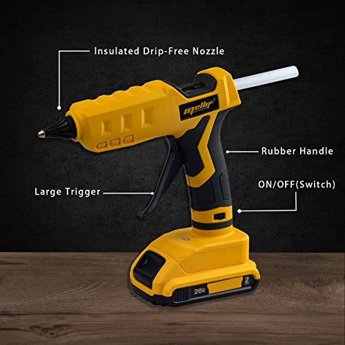 Mellif Cordless Hot Glue Gun for Dewalt 20V Max Battery, Handheld Electric Power Glue Gun Full Size for Arts & Crafts & DIY with 20 Glue Sticks (Battery Not Included)