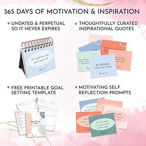Motivational Calendar - Daily Flip Calendar with Motivational Quotes - Inspirational Gifts for Women, Office Decor for Women, Office Gifts for Women, Motivational Gifts, Desk Decorations Women