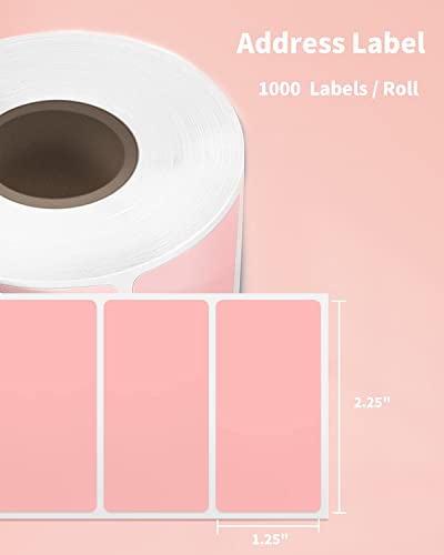 Label Printer with Thermal Pink Round Label - 1.25" x 2.25",1000 Sheets/Roll, 1 Roll