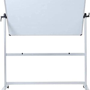 VIZ-PRO Double-Sided Magnetic Mobile Whiteboard, 48 x 36 Inches, Aluminium Frame and Stand