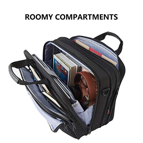 KROSER Laptop Bag Premium Laptop Briefcase Fits Up to 17.3 Inch Laptop Expandable Water-Repellent Shoulder Messenger Bag Computer Bag for Travel/Business/School/Men/Women-Black