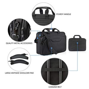KROSER Laptop Bag Premium Laptop Briefcase Fits Up to 17.3 Inch Laptop Expandable Water-Repellent Shoulder Messenger Bag Computer Bag for Travel/Business/School/Men/Women-Black