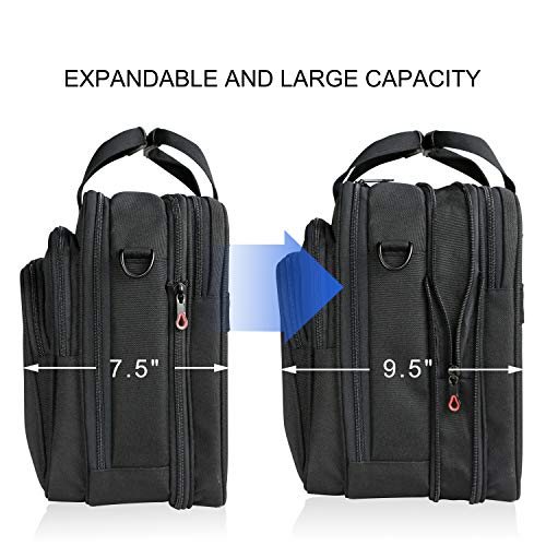 KROSER Laptop Bag Premium Laptop Briefcase Fits Up to 17.3 Inch Laptop Expandable Water-Repellent Shoulder Messenger Bag Computer Bag for Travel/Business/School/Men/Women-Black