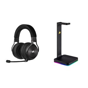 CORSAIR Virtuoso RGB Wireless XT High-Fidelity Gaming Headset - Works with Mac, PC, PS5, PS4, Xbox Series X/S - Slate & ST100 RGB Premium Headset Stand with 7.1 Surround Sound - 3.5mm and 2xUSB 3.0