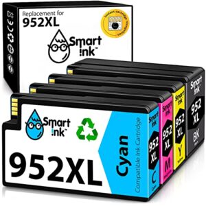 smart ink compatible ink cartridge replacement for hp 952xl 952 xl (4 combo pack) to use with officejet pro 8710 8720 7740 8210 8715 7720 8702 8725 8740 8730 8700 8200 (black, cyan, magenta, yellow)