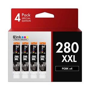 e-z ink (tm compatible ink cartridge replacement for canon pgi-280xxl pgi 280 xxl compatible with pixma tr7520 tr8520 ts6120 ts6220 ts8120 ts8220 ts9120 ts9520 ts9521c printer (4 black)