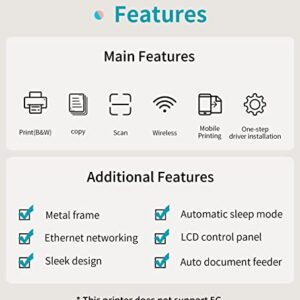 Pantum M6552NW All in One Laser Printer Scanner Copier with Auto Document Feeder, Wireless Multifunction Black and White Laser Printer, Black