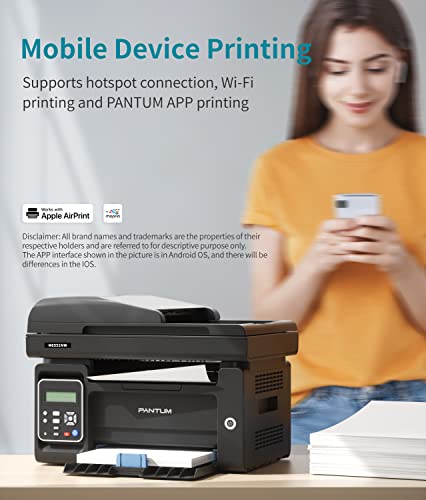 Pantum M6552NW All in One Laser Printer Scanner Copier with Auto Document Feeder, Wireless Multifunction Black and White Laser Printer, Black