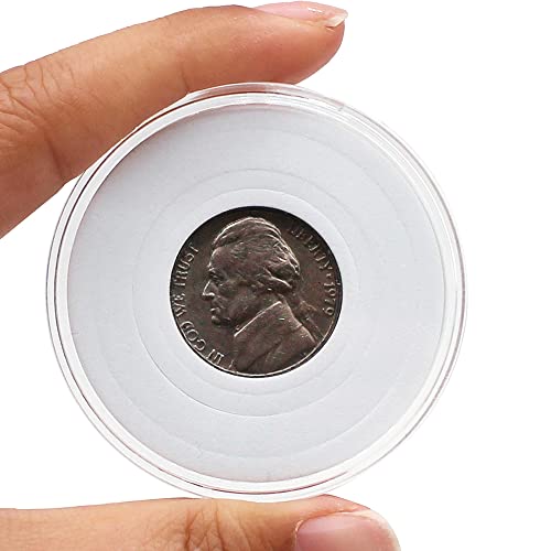 20 Pcs Clear Plastic Coin Capsules, Coin Collection Case of 5 Size with Adjustable Gasket for Coin Collection American Silver Eagle Liberty Coin &JFK Half Dollar &Bitcoin | 19/21/25/30/40mm