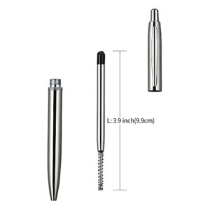 ChaoQ Ballpoint Pen, 3 Pcs Retractable Metal Ballpoint Pens, for Gift, Business, Office, 1.0mm Medium Point Black Ink, 6 Extras Replaceable Metal Refills, (3 Pens and 6 Refills) - Stainess Steel
