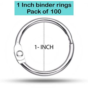 Binder Rings, 1 Inch - 100 Pack Metal Rings, Heavy Duty Steel Book Rings - Use for Paper Rings, Key Rings, Binder Ring, Metal Rings for Index Cards Great for Home, School, and Office