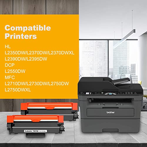 GALADA Compatible Toner Cartridge Replacement for Brother TN-730 TN730 TN-760 TN760 for MFC-L2710DW MFC-L2730DW MFC-L2750DW DCP-L2550DW HL-L2350DW HL-L2370DW HL-L2390DW HL-L2395DW Printer (2 Black)