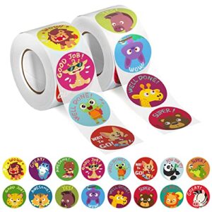 1000 pcs incentive stickers for kids,1 inch animal reward stickers in 16 designs.teacher supplies for classroom,potty training stickers,encouraging stickers,motivational stickers