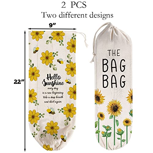 WELLBANEE 2Pcs Sunflower Plastic Bag Holder for Kitchen, The Bag Bag, Plastic Bag Organizer- PB001