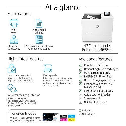 HP Color LaserJet Enterprise M652dn Printer with Duplex Printing (J7Z99A)