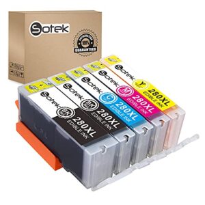 sotek 280xl 281xl 280 281 c a k e ink cartridges, work with pixma tr7520 tr8520 tr8620 ts6120 ts6220 ts8120 ts8220 ts9120 ts9520 ts9521c ts702 printer 5 color without photo blue