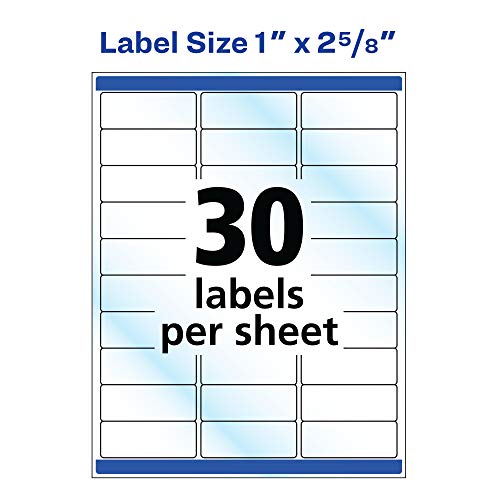 Avery 6521 Glossy Crystal Clear Address Labels for Laser & Inkjet Printers, 1" x 2-5/8", 300 Labels