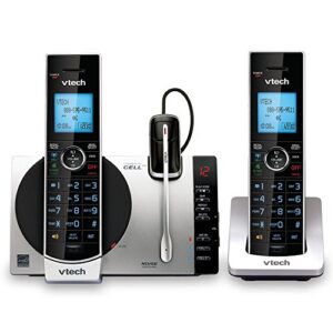 vtech connect to cell ds6771-3 dect 6.0 cordless phone – black, silver, 6.9″ x 4″ x 6.6″