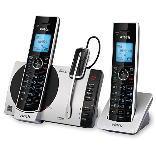 VTech Connect to Cell DS6771-3 DECT 6.0 Cordless Phone - Black, Silver, 6.9" x 4" x 6.6"