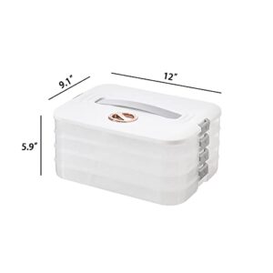 Jonvin 4-Layer Food Storage Containers,Food Storage Containers with Lids Dumpling Storage Box,Good Sealing,Stackable Dumpling Food Containers