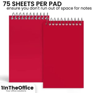 1InTheOffice Wirebound Spiral Memo Books, Memo Pads, 3" x 5", College Ruled, Small Notepad 3x5, Assorted, 75 Sheets/Pad, 5 Pads/Pack (5)