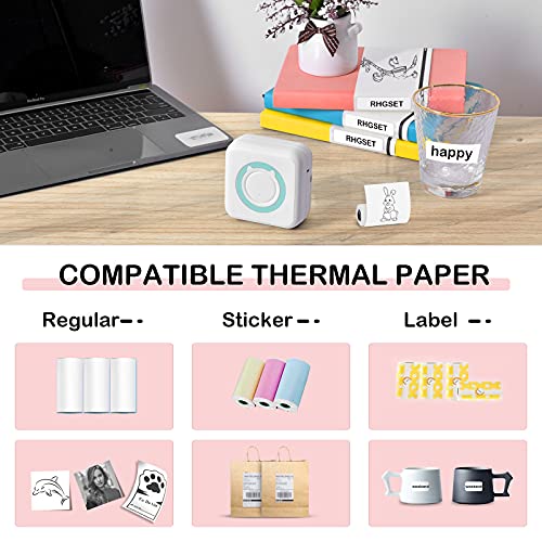 SUNLONG Mini Pocket Sticker Printer, Bluetooth Wireless Portable Mobile Printer Machine Thermal Printer for Notes, Memo, Photo, Pocket Label Receipt Printer Compatible with iOS & Android