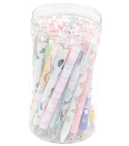 30 pcs fine point cute pens with a pen holder, 0.5mm 30 different random styles black ink kawaii gel pens for office, study, gift and home supplies (30)