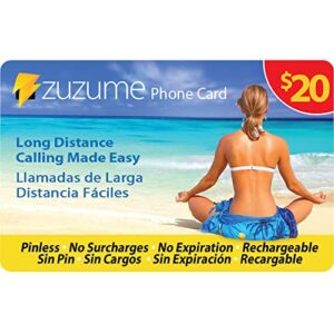 Zuzume prepaid International Phone Card - 689 Minutes Domestic and International Calling Card, prepaid landline Phone Cards | No Expiration, No Hidden Surcharges Long Distance Calling Cards |$20 USD