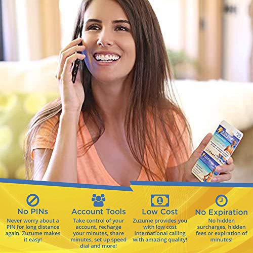 Zuzume prepaid International Phone Card - 689 Minutes Domestic and International Calling Card, prepaid landline Phone Cards | No Expiration, No Hidden Surcharges Long Distance Calling Cards |$20 USD