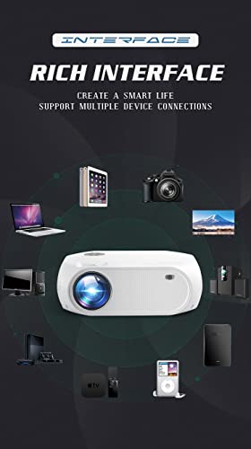 Laptop Projector Computer Projector WiFi Portable Projector Upgrade 1080P for Home Outdoor Movie with Zoom for Android iOS Windows PS5 Laptop TV-Stick Compatible with HDMI,USB,VGA,Audio,TF Card,AV