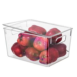 Refrigerator Organizer Bins with Lid, 8 Pack Plastic Freezer Organizer Bins for Freezer, Kitchen, Cabinets - Clear Pantry Organization and Storage Bins Fridge Organizers by GOLIYEAN (8 Pack)