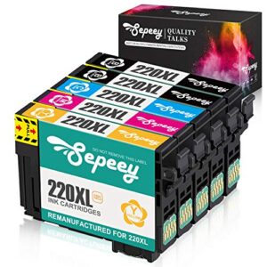 sepeey remanufactured ink cartridge replacement for epson 220 220xl 220 xl t220, use with epson wf-2760 wf-2750 wf-2630 wf-2650 wf-2660 expression home xp-420 xp-320 xp-424 printer, 5 packs