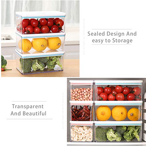 MineSign 6Pack Plastic Stackable Food Containers With Vented Lids And Removable Drain Tray Refrigerator Produce Saver Organizer Bins For Fridge Freezer Fruits&Veggie Storage Kitchen Organization