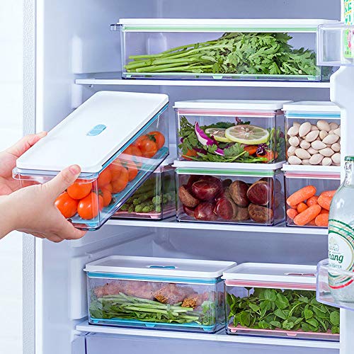 MineSign 6Pack Plastic Stackable Food Containers With Vented Lids And Removable Drain Tray Refrigerator Produce Saver Organizer Bins For Fridge Freezer Fruits&Veggie Storage Kitchen Organization