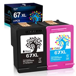 h&bo topmae remanufactured ink cartridge replacement for hp 67 67xl ink cartridge for envy pro 6055 6455e 6055e 6452 6052 6075 deskjet 2755e 2752 4152 4155e printer（1 black 1 tri-color