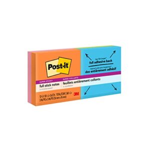 post-it super sticky full stick notes, 3×3 in, 16 pads, 2x the sticking power, energy boost collection, bright colors (orange, pink, blue, green), recyclable (f330-16ssau)