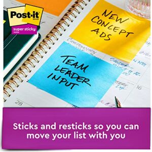 Post-it Super Sticky Full Stick Notes, 3x3 in, 16 Pads, 2x the Sticking Power, Energy Boost Collection, Bright Colors (Orange, Pink, Blue, Green), Recyclable (F330-16SSAU)