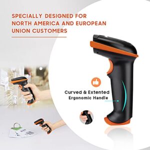 Tera Barcode Scanner Wireless and Wired with Battery Level Indicator 1D 2D QR Digital Printed Bar Code Reader Cordless Handheld Barcode Scanner Compact Plug and Play Model D5100