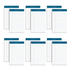 tops docket writing pads, 5″ x 8″, jr. legal rule, white paper, 50 sheets, 12 pack (63360)