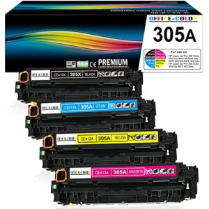 4-pack compatible hp 305a black,cyan, magenta, yellow toner cartridges works with laserjet pro 400 color m451dn m451nw m451dw mfp m475dw m475dn pro 300 m375nw