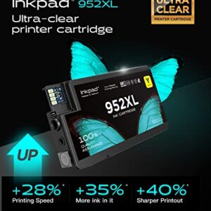 【Larger Capacity】 952XL High-Yield Ink Cartridges, Replacement for HP 952 952 XL Ink Cartridges Combo Pack (1BK/1C/1M/1Y), for OfficeJet Pro 8710 8720 7720 7740 8210 8702 8715 8725 Printers