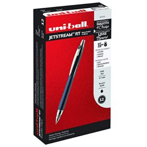 uni-ball jetstream rt retractable ballpoint pens fine point, 0.7mm, black, 12 pack