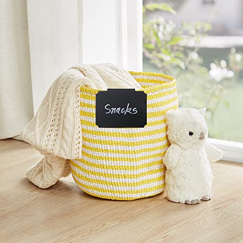 10 Plastic Basket Bin Label Clip on Removable Basket Label Kitchen Pantry Basket Label Clip with White Chalk Markers for Storage Bin Basket Box Hanging Bin Clip Label (10)